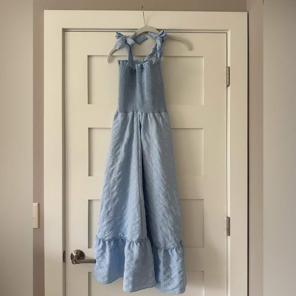 Peixoto Blue Smocked Midi Dress